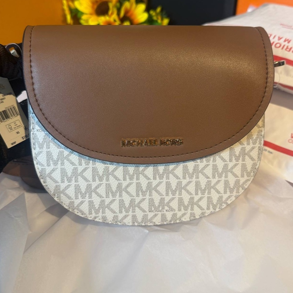 Michael Kors Brown and White monogram half dome